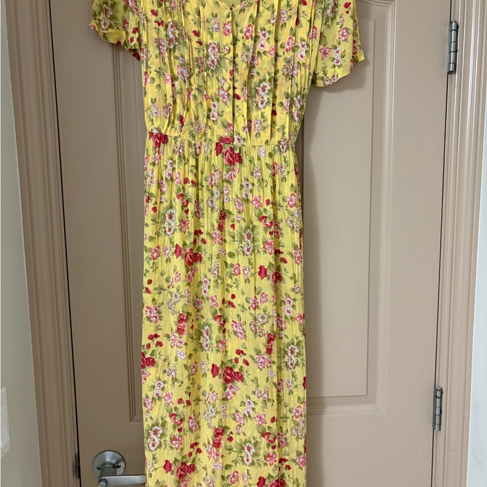 Vintage April Cornell  Yellow floral Maxi Dress